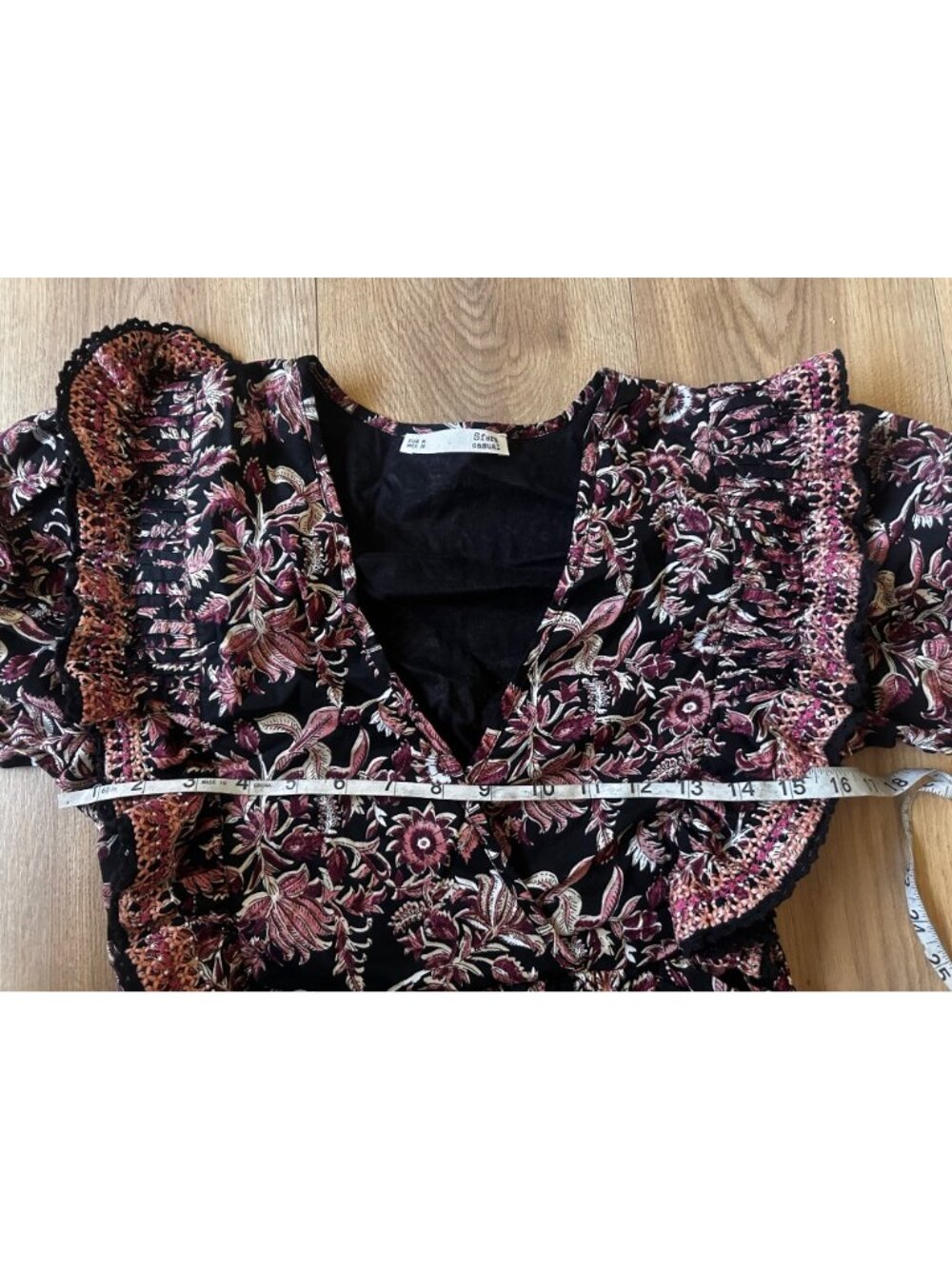 SFera Dainty Floral Midi Dress Womens Medium Embroidered Ruffles Feminine Modest - Picture 7 of 16